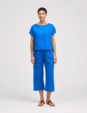 CUT LOOSE Hanky Linen S/L High Low Top - 4206182