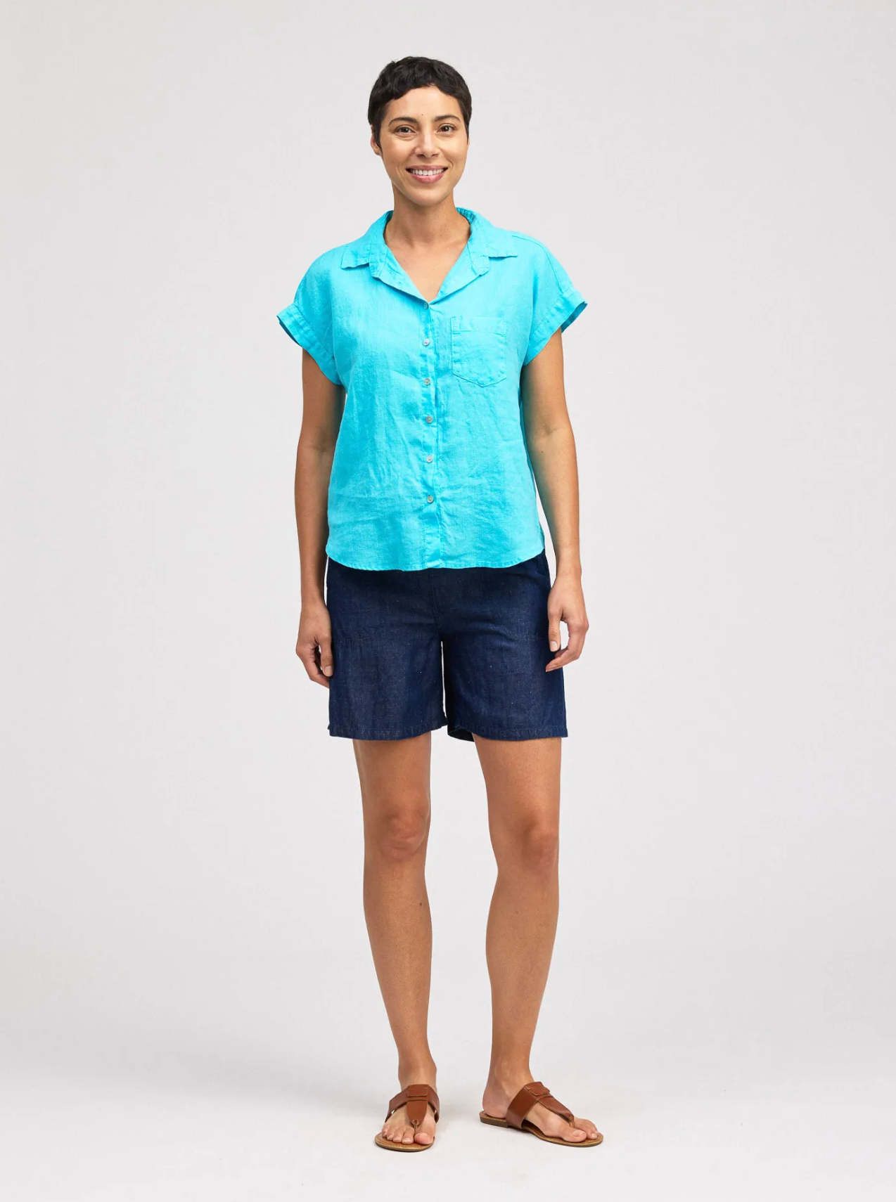 CUT LOOSE Hanky Linen Short Sleeve Pocket Top - 4206731