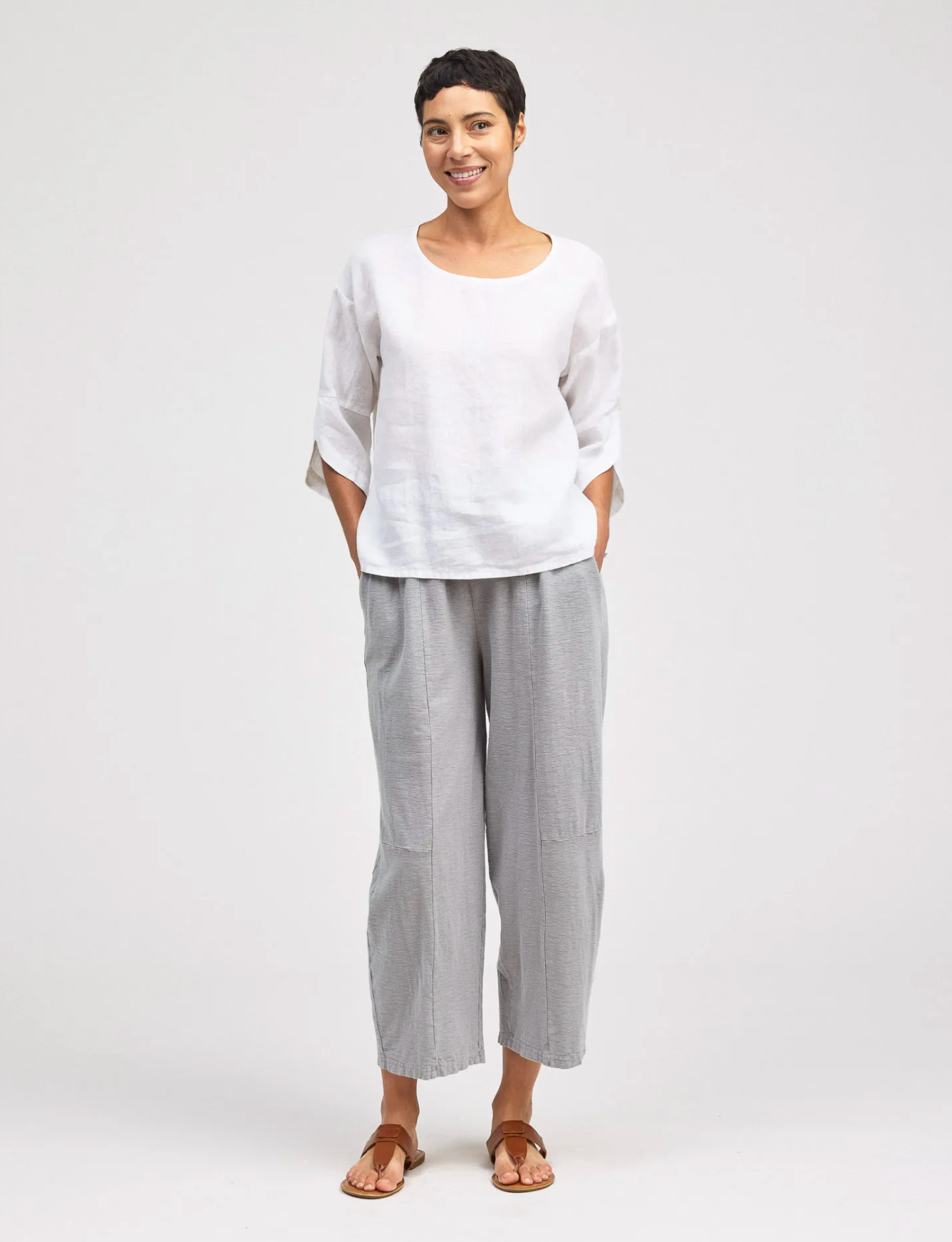 CUT LOOSE Hanky Linen Tulip Sleeve Top - 4206329