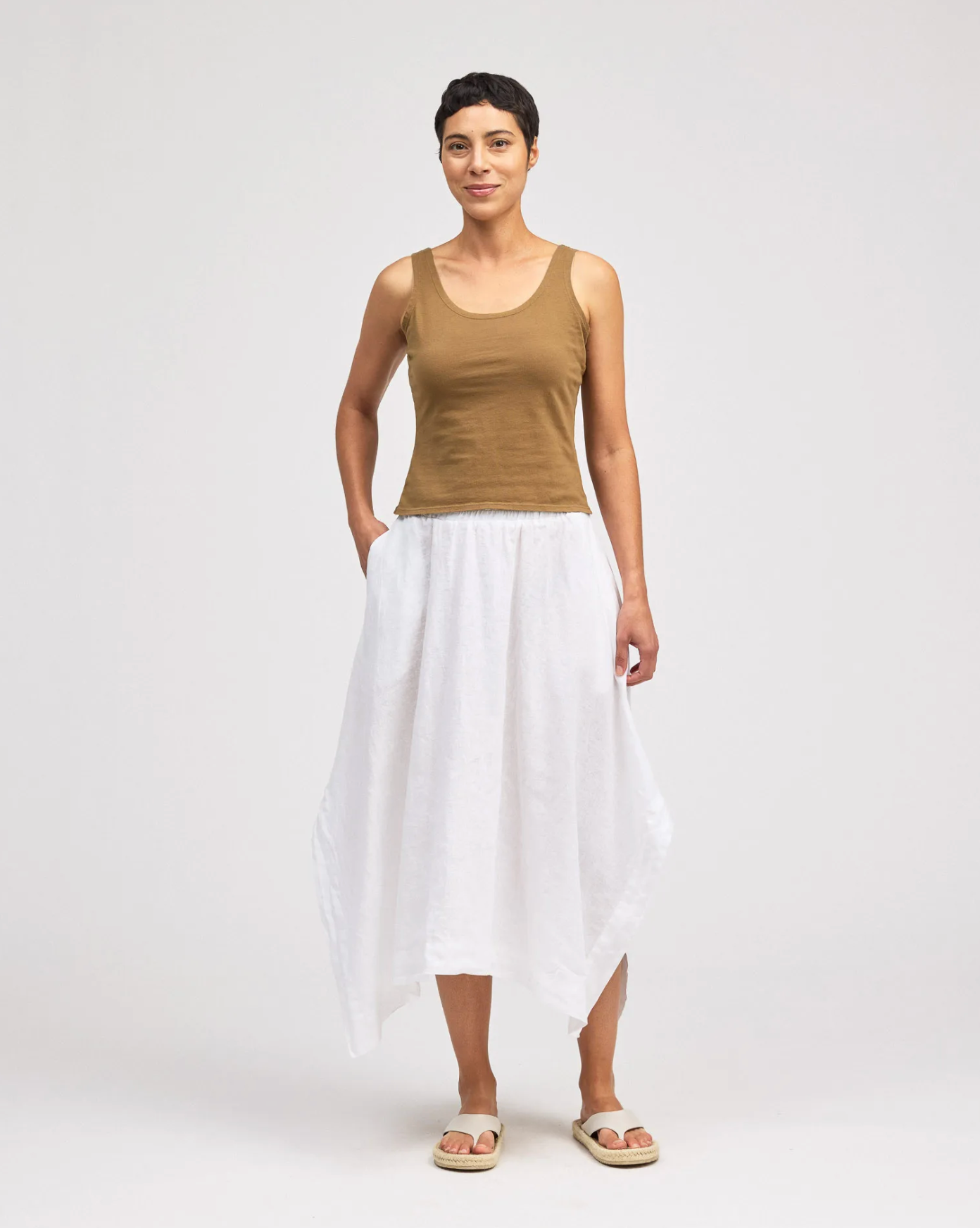 CUT LOOSE Hanky Linen Side Slit Skirt - 4209089