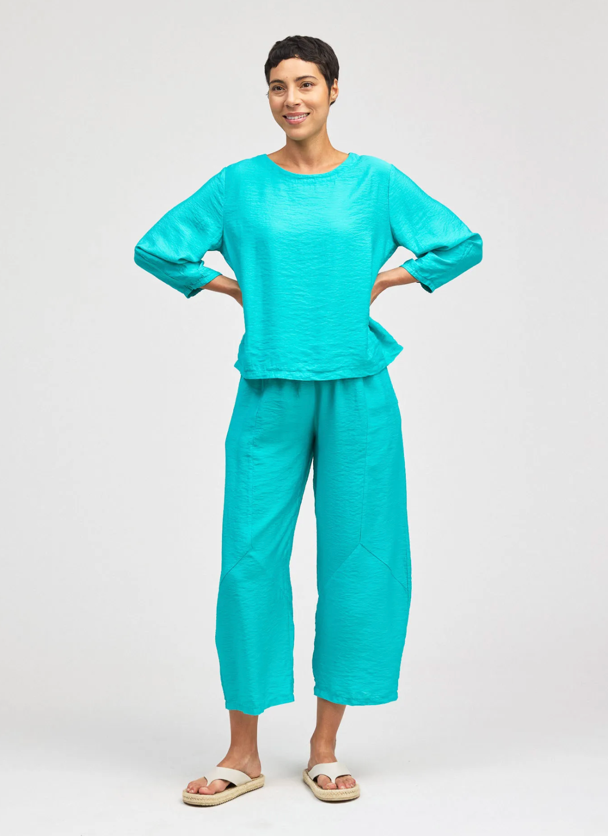 CUT LOOSE Rayon Parachute Lantern Sleeve Top - 6216083