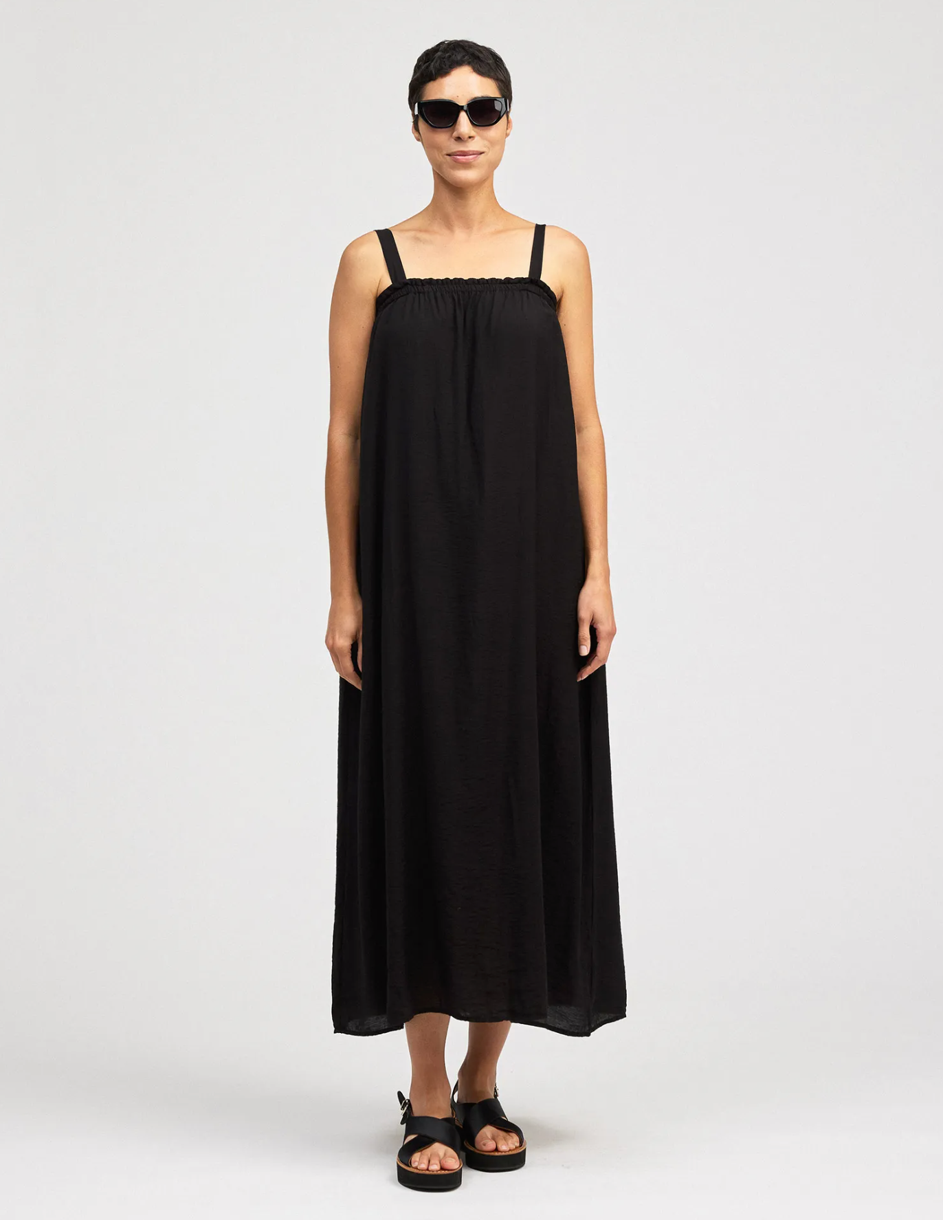 CUT LOOSE Rayon Parachute Ruched Maxi Dress - 6210801
