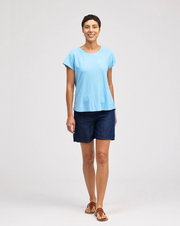 CUT LOOSE Linen Combo Ruche Back Top - 5706273
