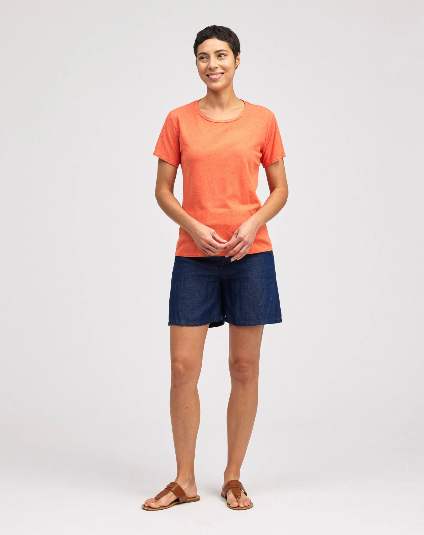 CUT LOOSE Linen Cotton Jersey Short Sleeve Bias Tee - 5016620