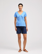 CUT LOOSE Linen Cotton Jersey Short Sleeve Tuck Front Tee - 5016515