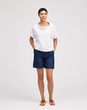 CUT LOOSE Linen Cotton Jersey Roll Sleeve Cowl Top - 5016732