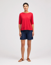 CUT LOOSE Linen Cotton Jersey Elbow Sleeve Top - 5016181