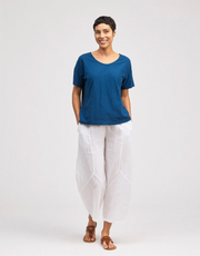 CUT LOOSE Linen Cotton Jersey V-Neck Tee - 5016367