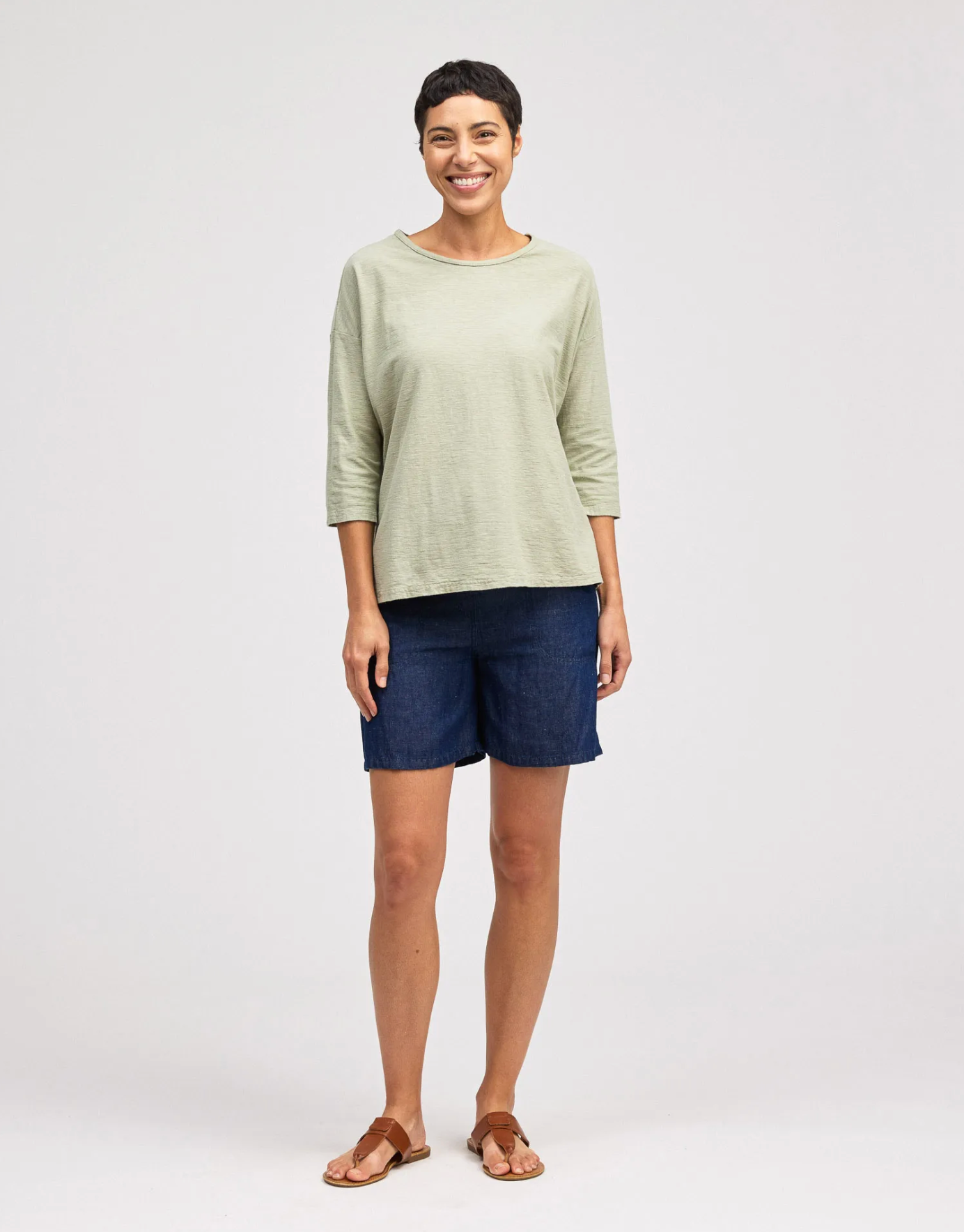 CUT LOOSE Linen Cotton Jersey Crop Shoulder Tee - 5016112