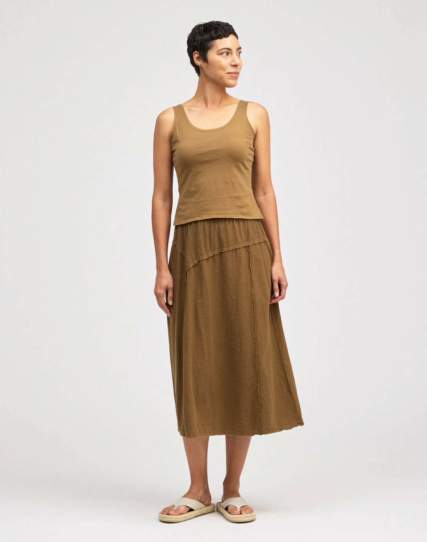 CUT LOOSE Linen Cotton Jersey Asymmetrical Skirt - 5019528