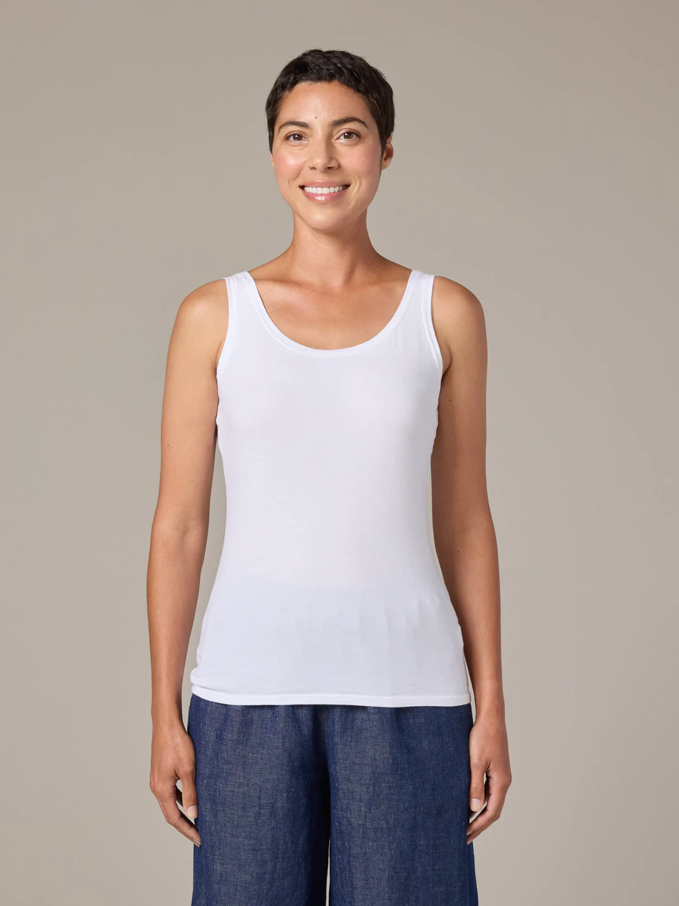 CUT LOOSE Light Lycra Jersey Convertible Boatneck Tank - 2015521