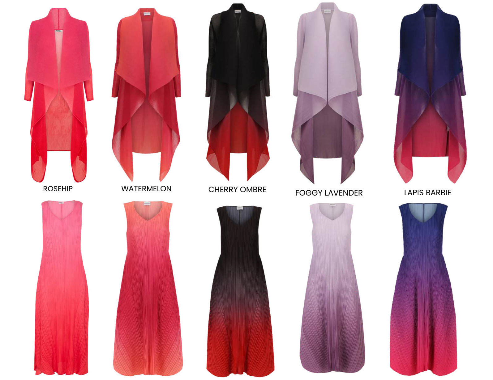 Alquema Long Collare Coat - CHERRY OMBRE