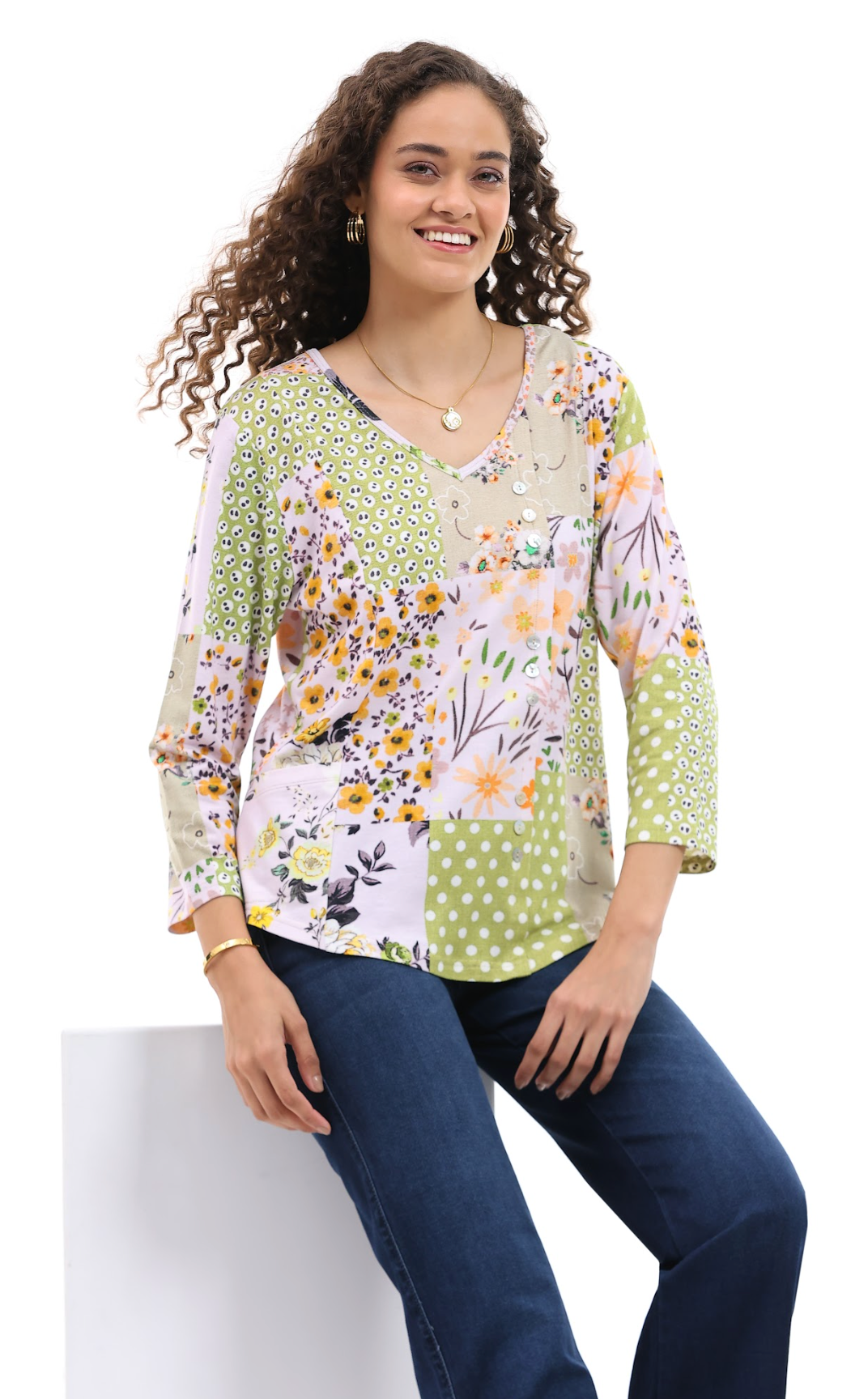 Parsley & Sage QUINN BUTTON TOP - 26T16C6
