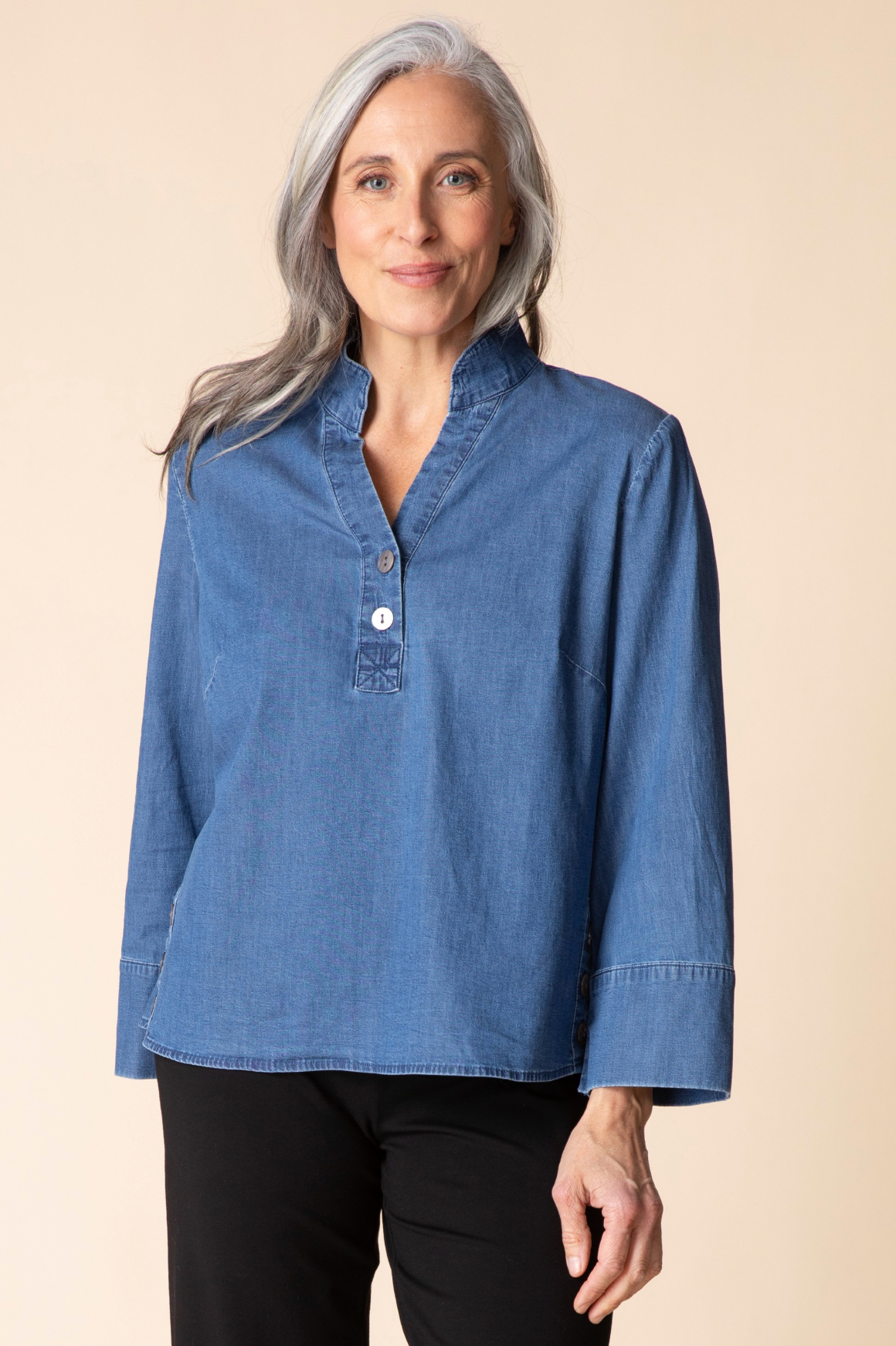 Habitat Perfect Travel Denim Half Placket Pullover - 15545 - MEDIUM DENIM