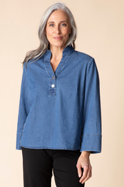 Habitat Perfect Travel Denim Half Placket Pullover - 15545 - MEDIUM DENIM