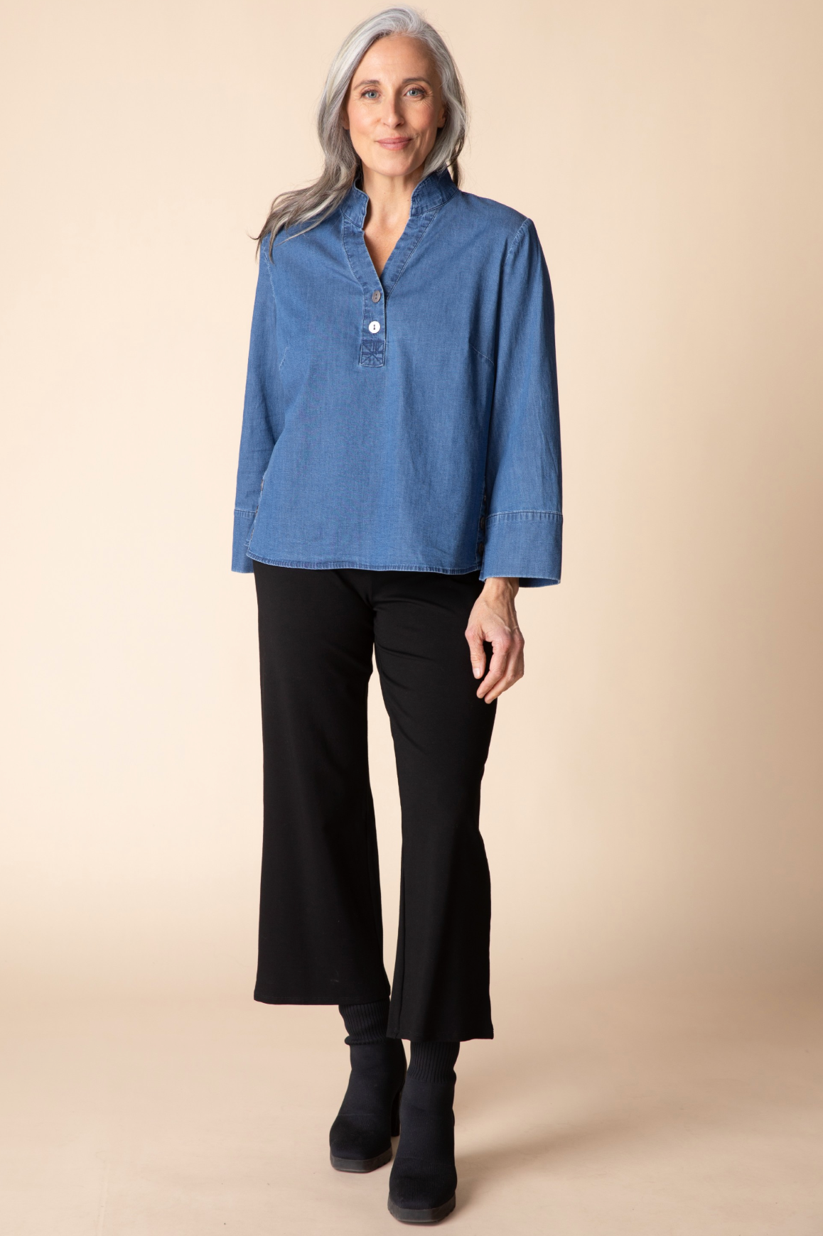Habitat Perfect Travel Denim Half Placket Pullover - 15545 - MEDIUM DENIM
