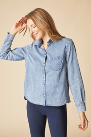 Habitat Perfect Travel Denim Shaped Hem Shirt - 15524 - LIGHT DENIM