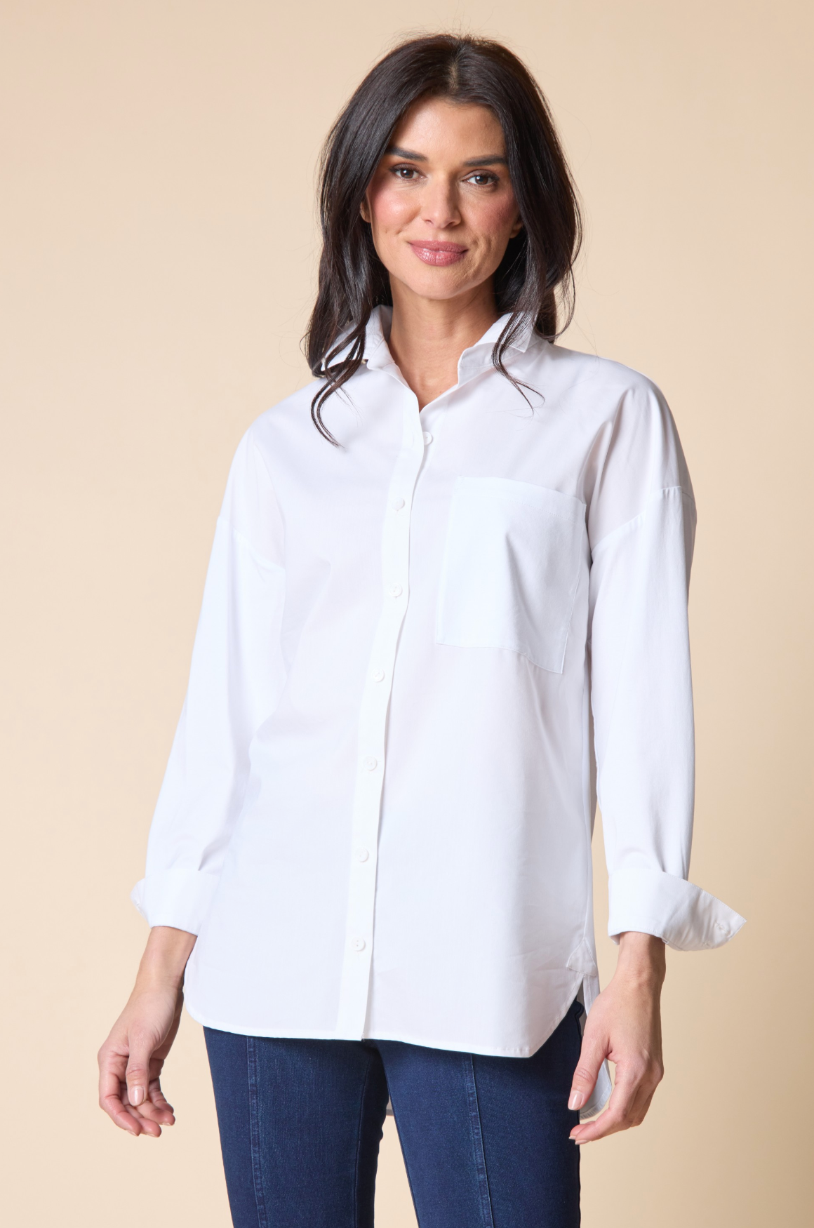 Habitat Knit Mix Shirts Boyfriend Shirt - 15603 - WHITE