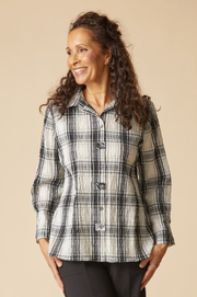 Habitat Crinkle Windowpane Tab Swing Shirt - 75109 - WINTER WHITE