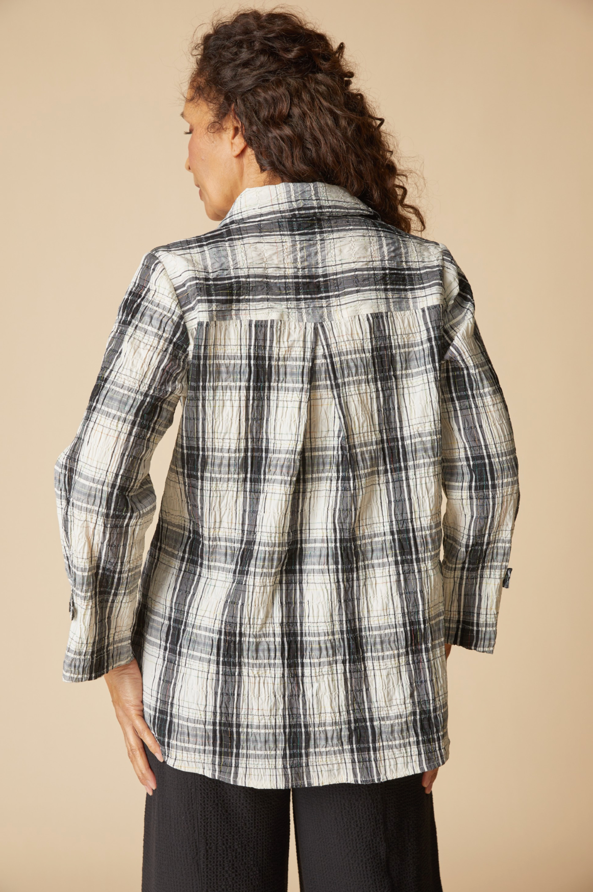Habitat Crinkle Windowpane Tab Swing Shirt - 75109 - WINTER WHITE