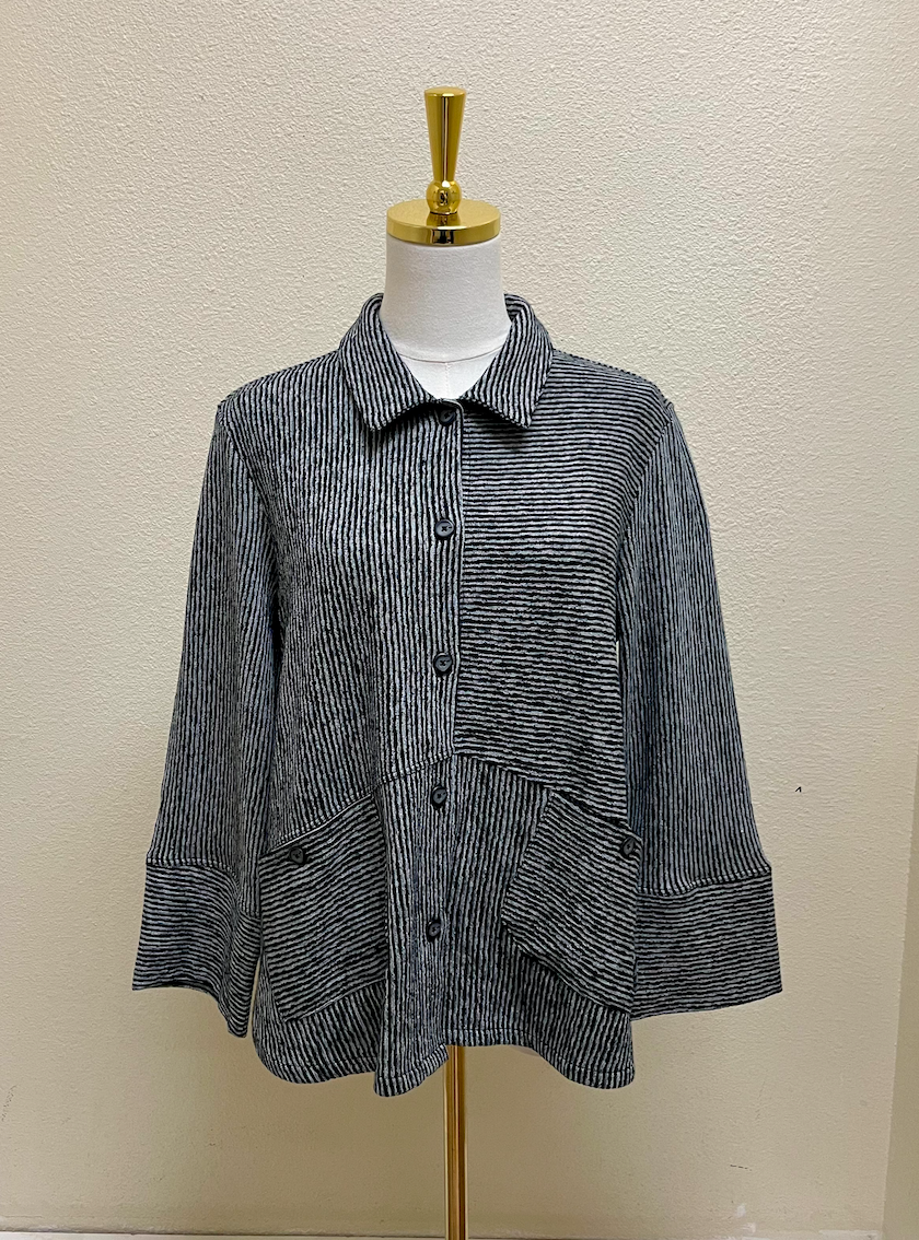 Habitat Pasadena Knit Stripe Button Front Shirt - 21536 - BLACK