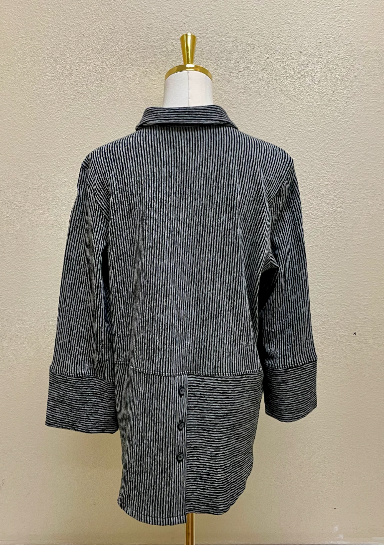 Habitat Pasadena Knit Stripe Button Front Shirt - 21536 - BLACK