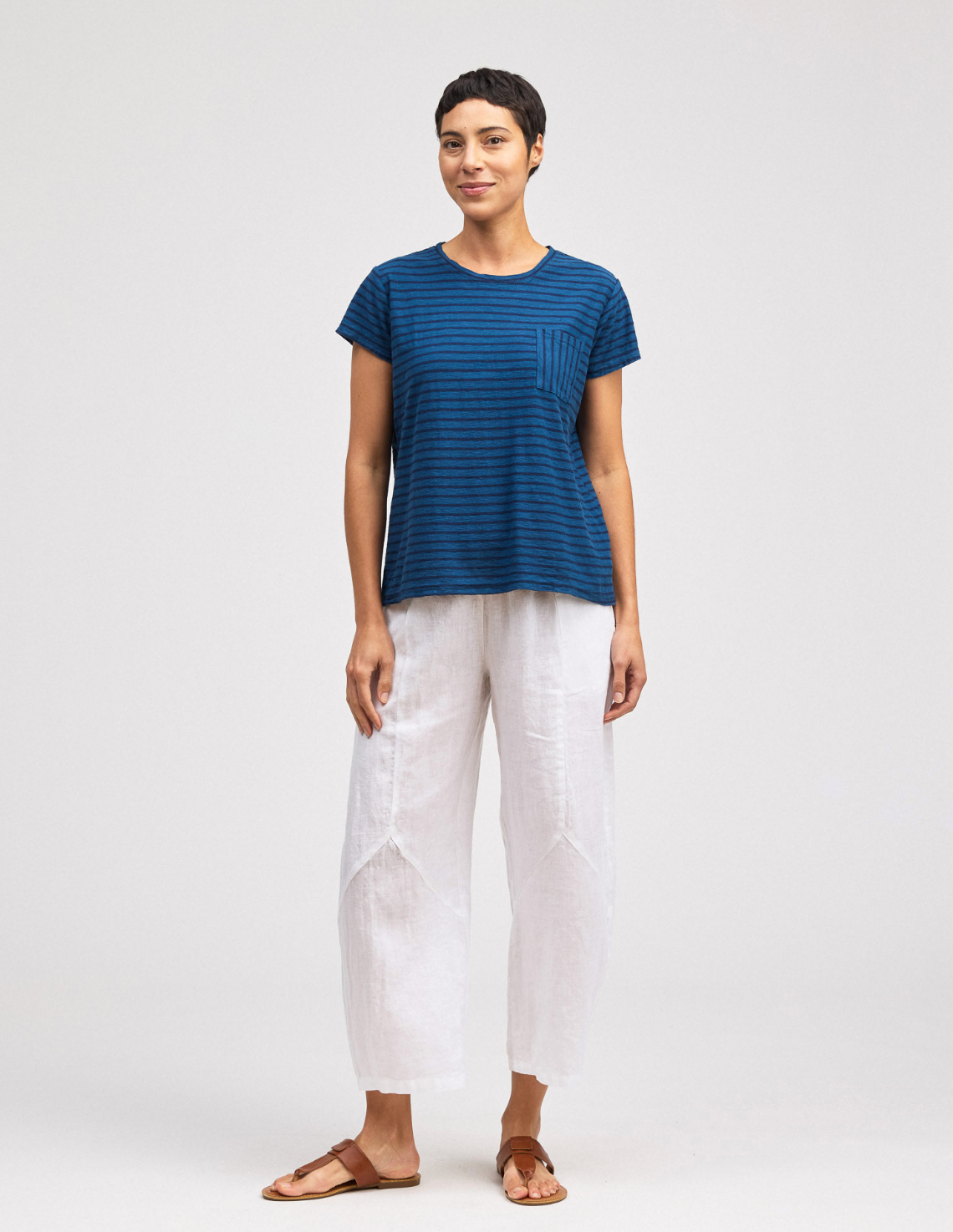 CUT LOOSE Navy Stripe Easy Tee with Pocket - 5476275
