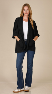 INOAH "Silver" - Solid Short Textured Cardigan (NOT BLACK)