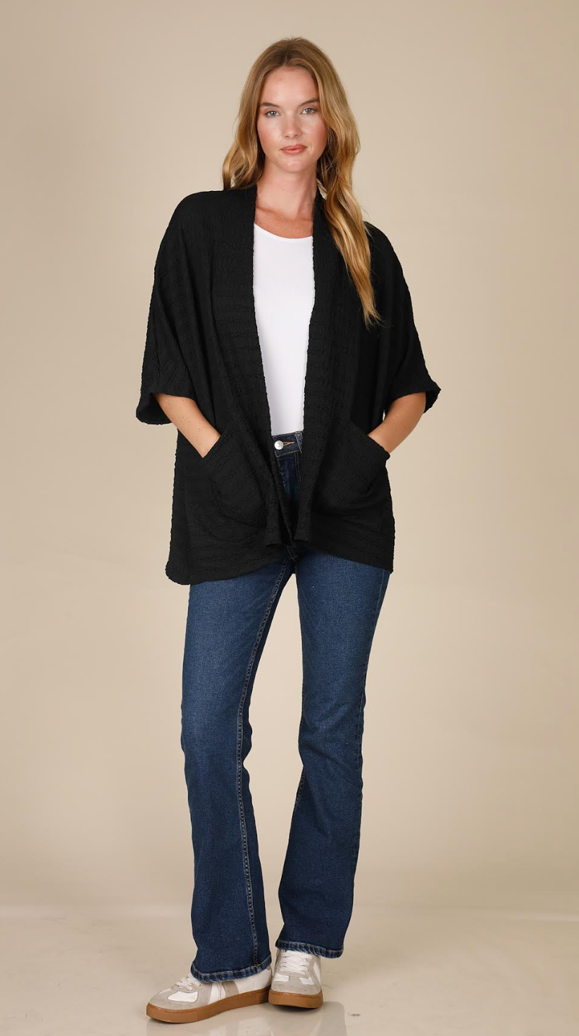INOAH "Mint" - Solid Short Textured Cardigan (NOT BLACK)