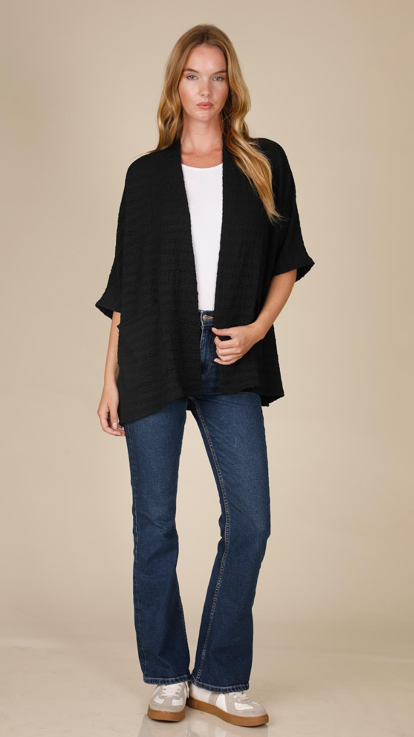 INOAH "Mint" - Solid Short Textured Cardigan (NOT BLACK)