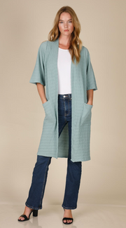 INOAH "Navy" - Solid Long Textured Cardigan (NOT MINT)