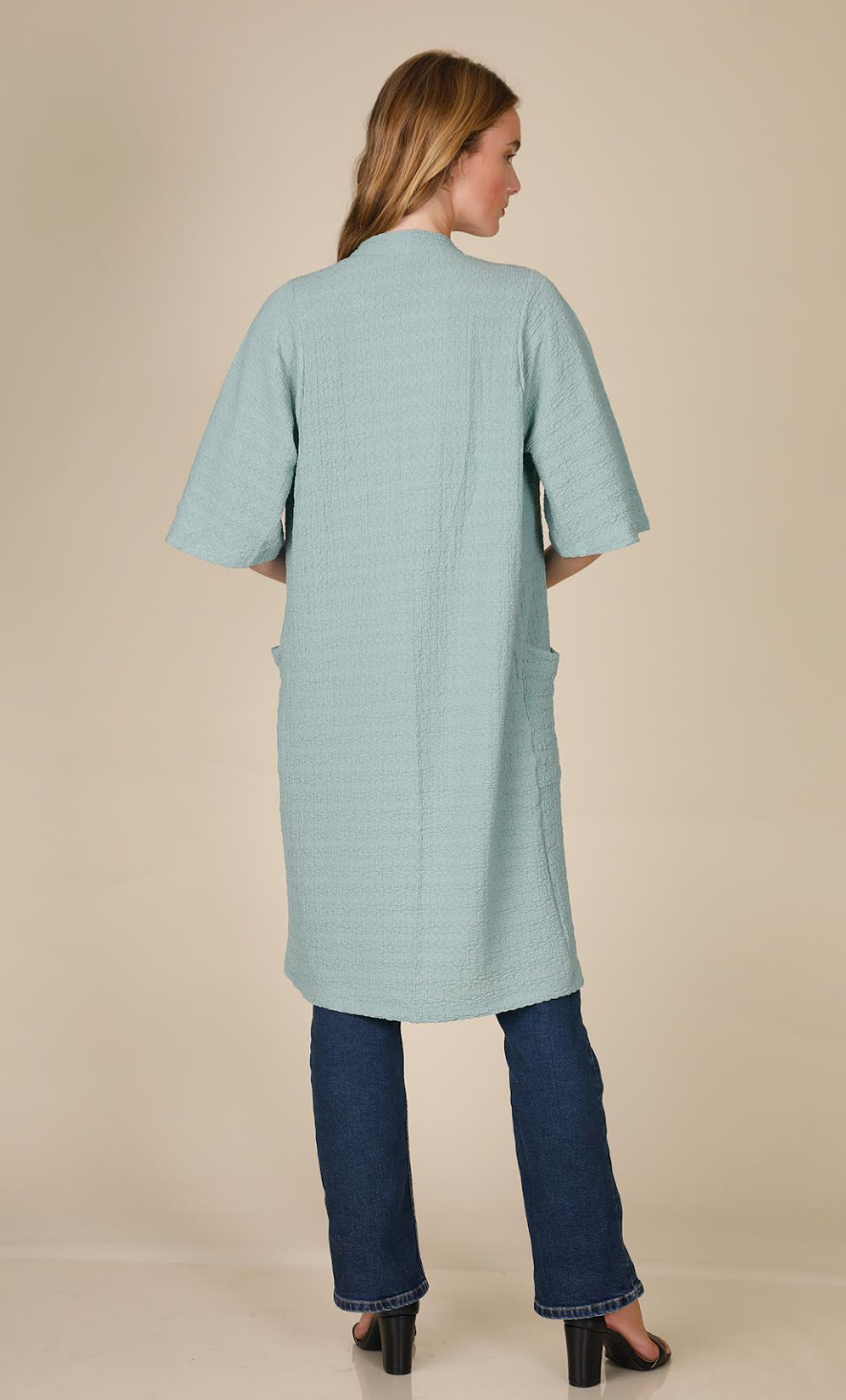 INOAH "Navy" - Solid Long Textured Cardigan (NOT MINT)