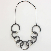 SYLCA Black and Silver Mesh Statement Necklace