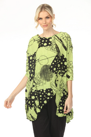 MOONLIGHT High Neck Lime Polka Dot & Scribble Print Top - 4222POK