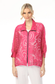 MOONLIGHT Bright Artsy Swirl Cutout Top - 4214 - TURQUOISE (NOT FUCHSIA)