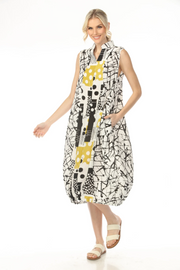 MOONLIGHT Mixed Media Dot & Lines Graphic Print Dress - D4267