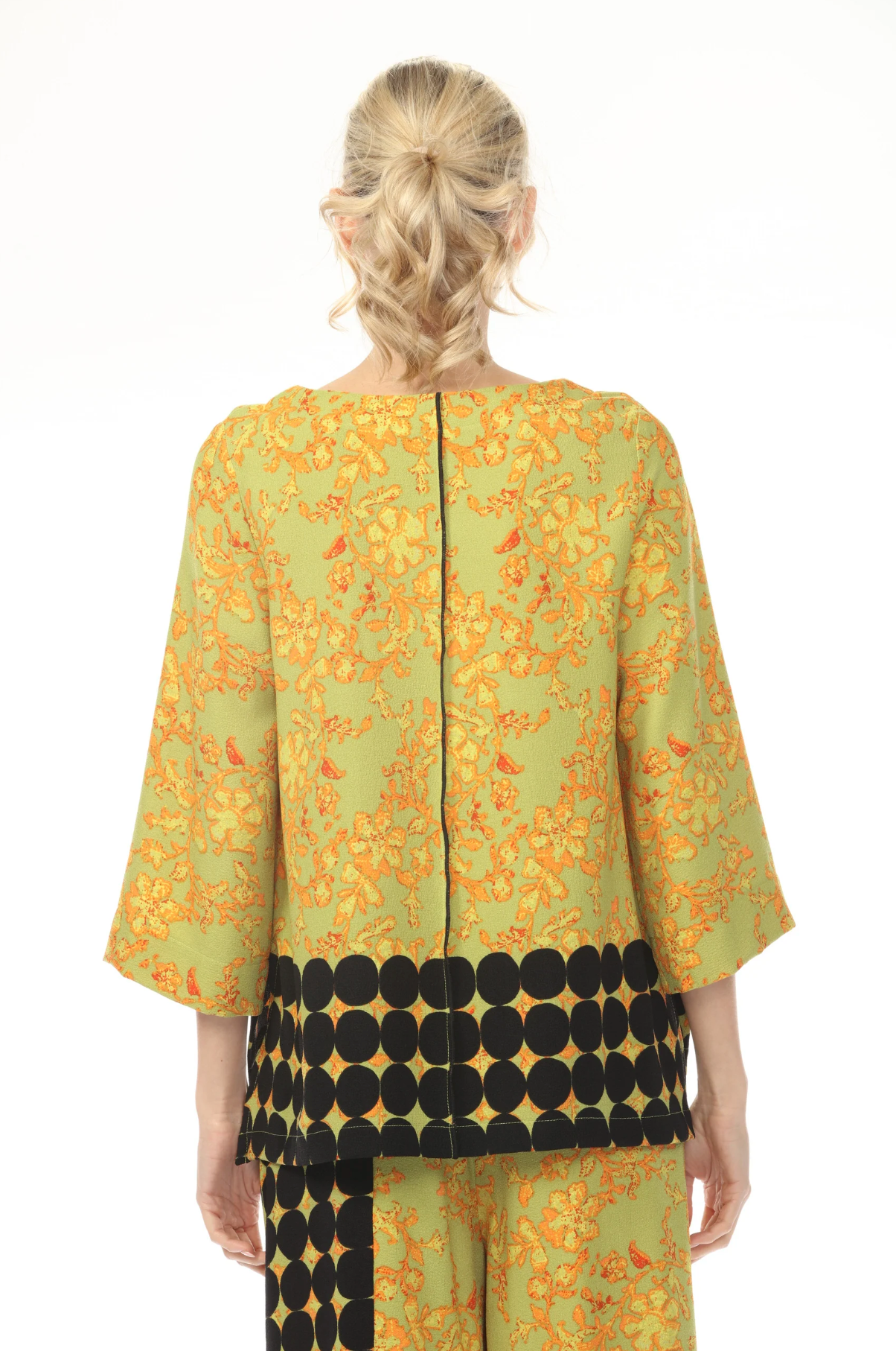 MOONLIGHT Golden Floral Mixed Media Print Top - 4220