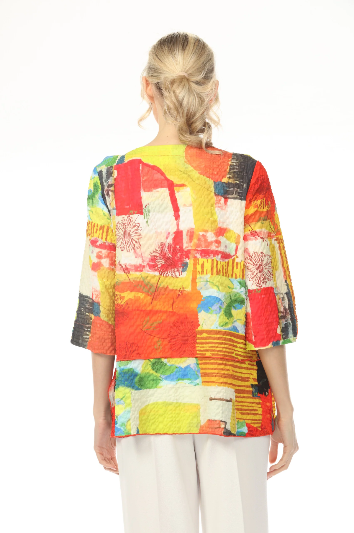 MOONLIGHT Bright Colorblock Graphic Print Asymmetrical Top - 4239