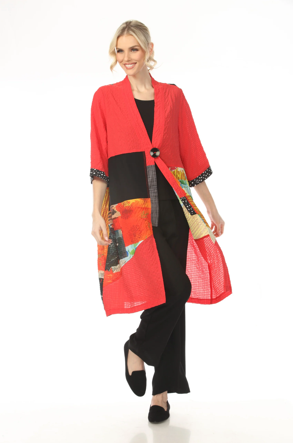 MOONLIGHT One Button Colorful Graphic Print Jacket - 4243