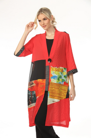 MOONLIGHT One Button Colorful Graphic Print Jacket - 4243