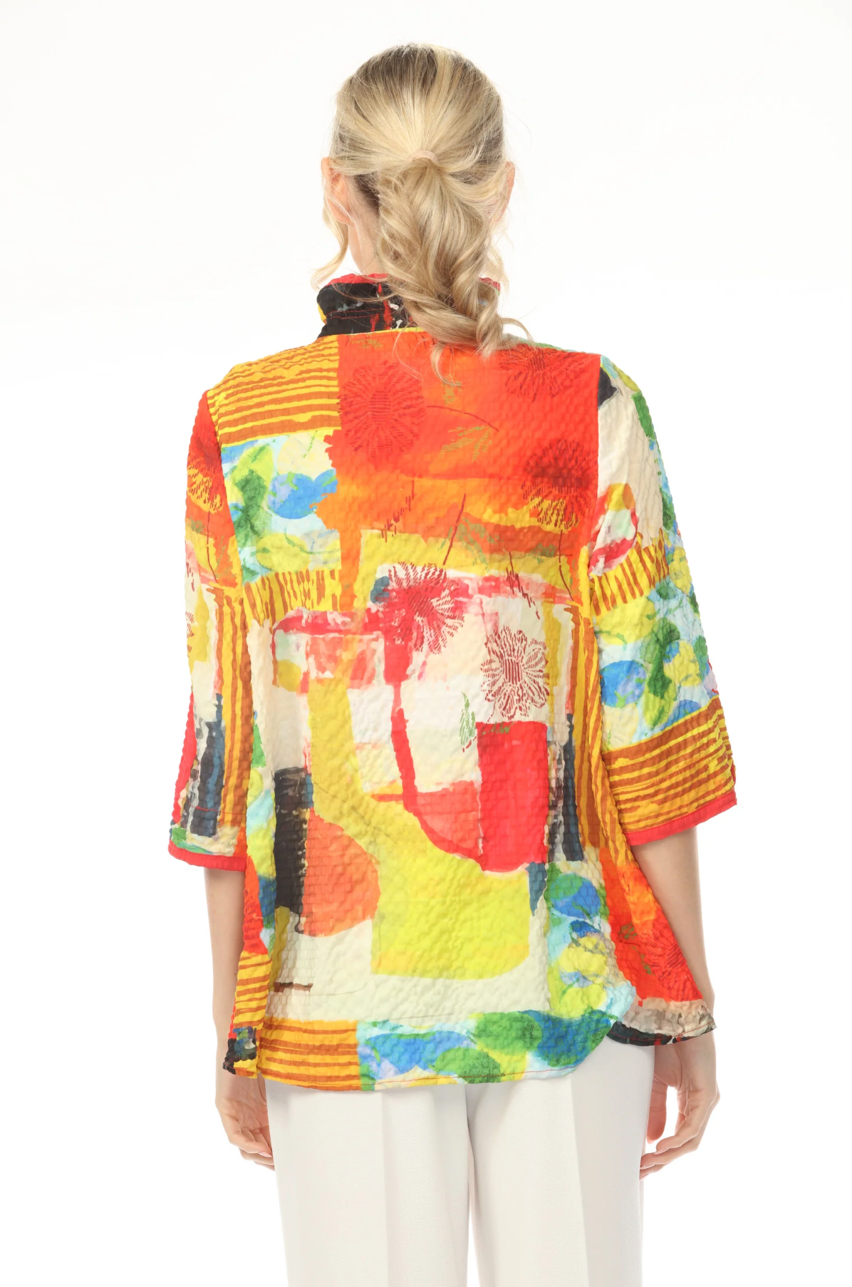 MOONLIGHT Button Down High Collar Artsy Top - 4242