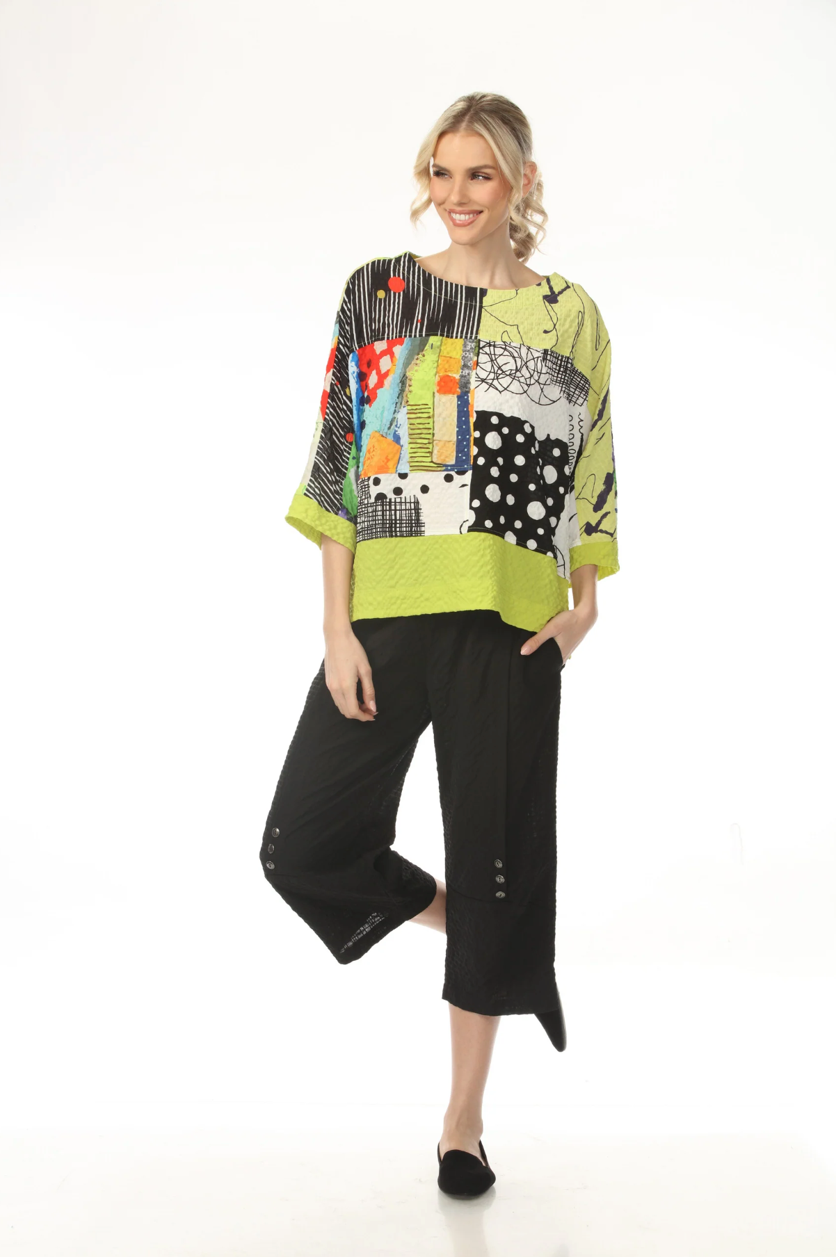 MOONLIGHT Mixed Media Relaxed Top - 4262