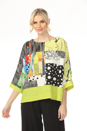MOONLIGHT Mixed Media Relaxed Top - 4262