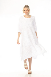 MOONLIGHT Solid Textured Long Dress - D4237SOL - WHITE
