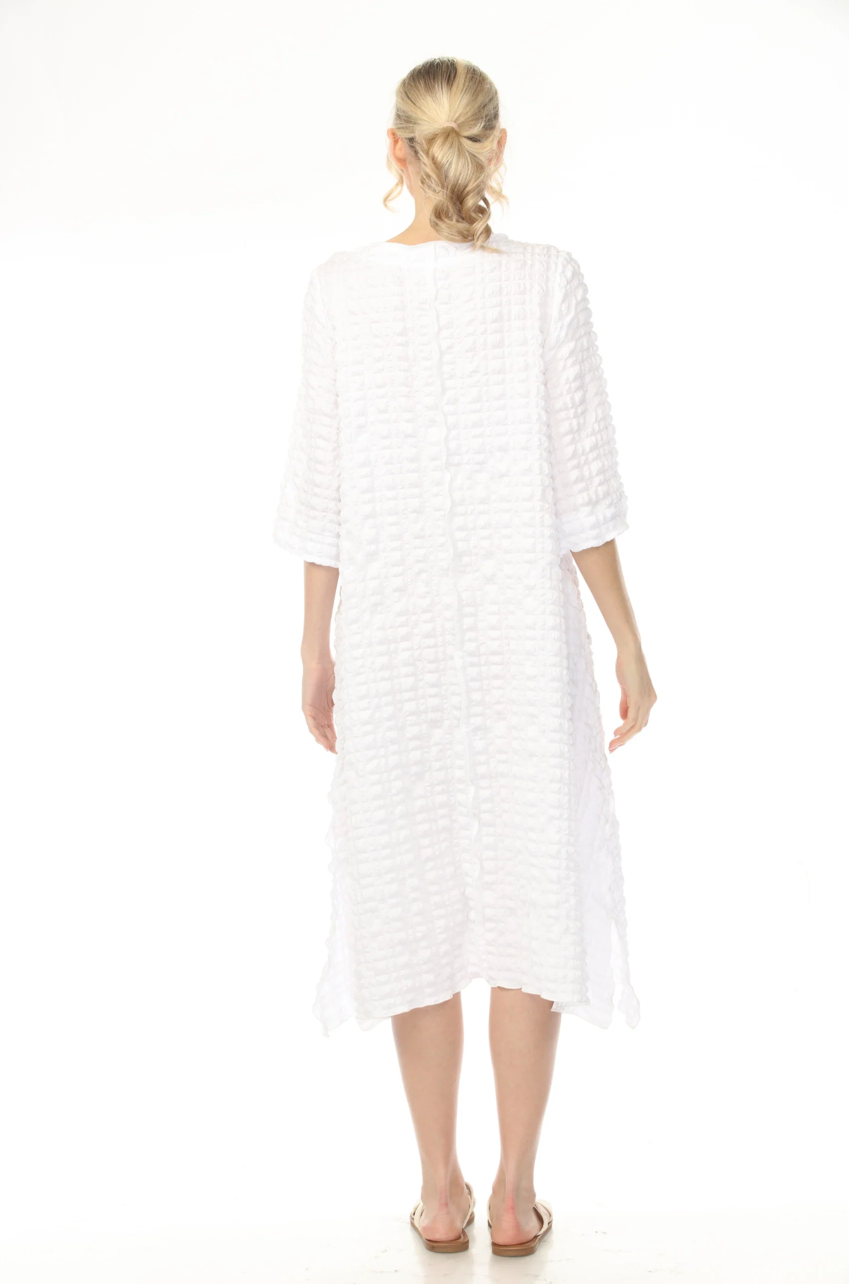 MOONLIGHT Solid Textured Long Dress - D4237SOL - WHITE