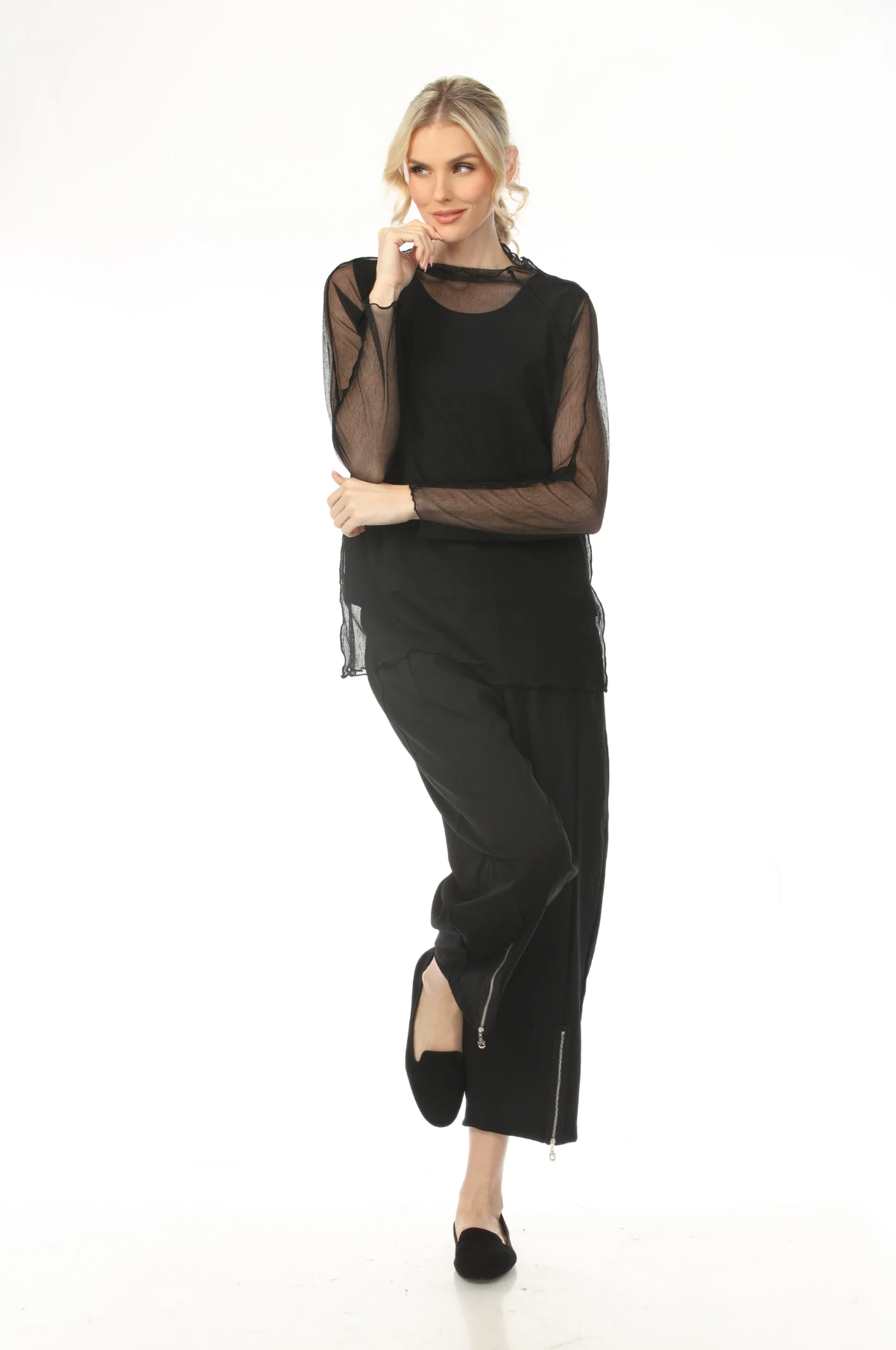 MOONLIGHT Black Mesh Layering Top - T4277MASH