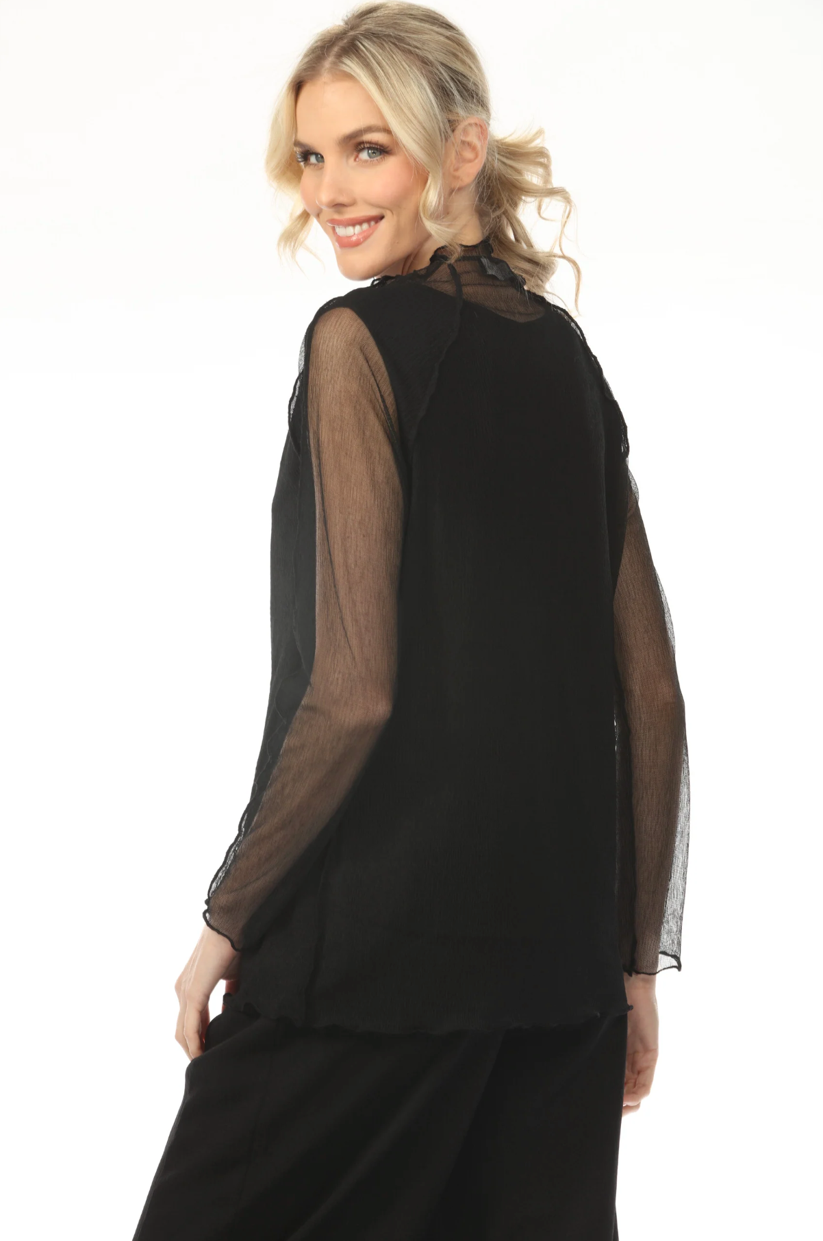 MOONLIGHT Black Mesh Layering Top - T4277MASH