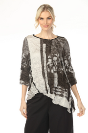 MOONLIGHT Black & Gray Photograph Print Top - 4266 - SILVER/BLACK