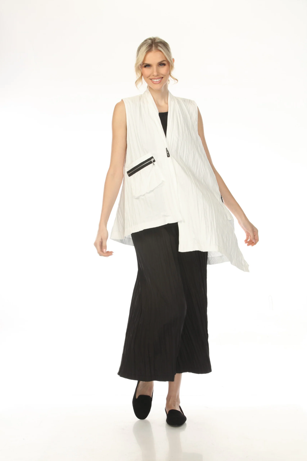 MOONLIGHT Solid White Zip Pocket Vest - WV2017