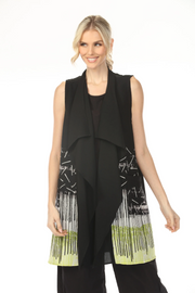 MOONLIGHT Lime Accent Jagged Line Print Long Vest - WV1016